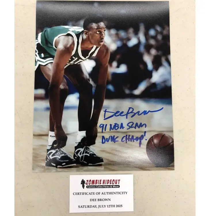Dee Brown Signed 8x10 Autograph 91 Slam Dunk Champ Boston Celtics W/ Store CoA