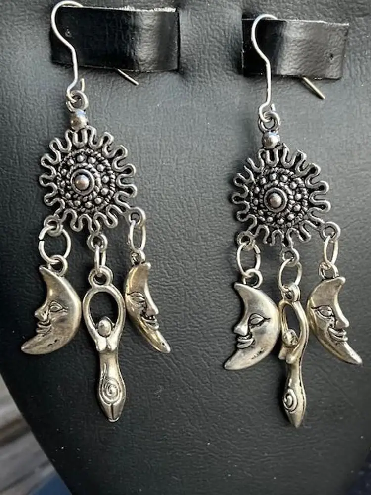 Goddess Moon Silver Artisan Earrings
