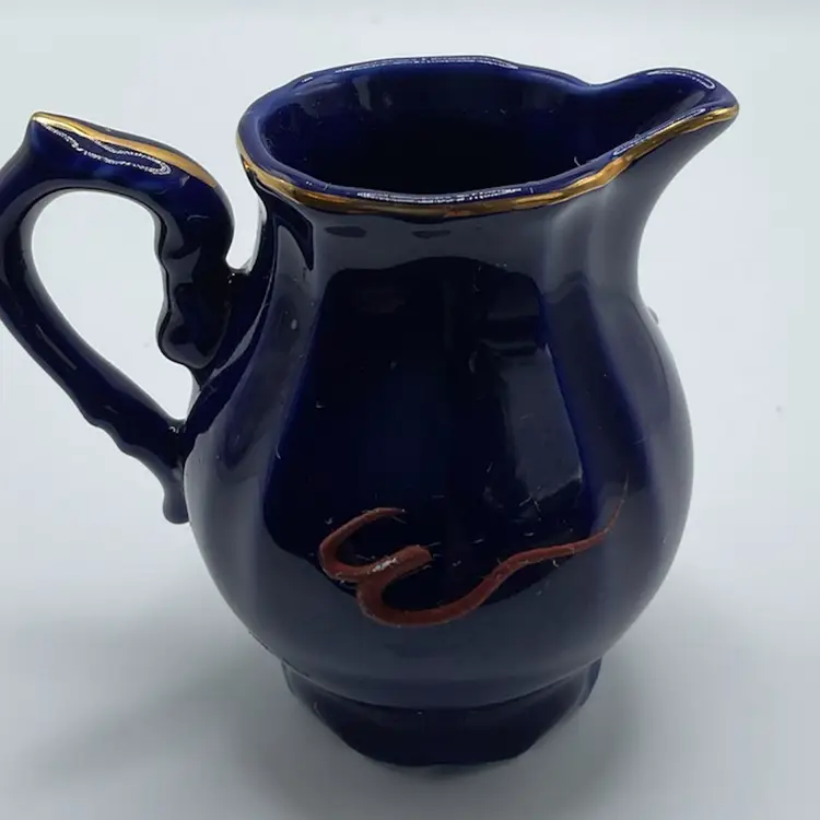 Vintage Dragonware Moriage 3D Creamer Blue  Hand Painted 3.5"