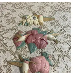 VTG Burwood Hummingbird Wall Plaques Décor Set of 3 Homco #3303 Made in USA -