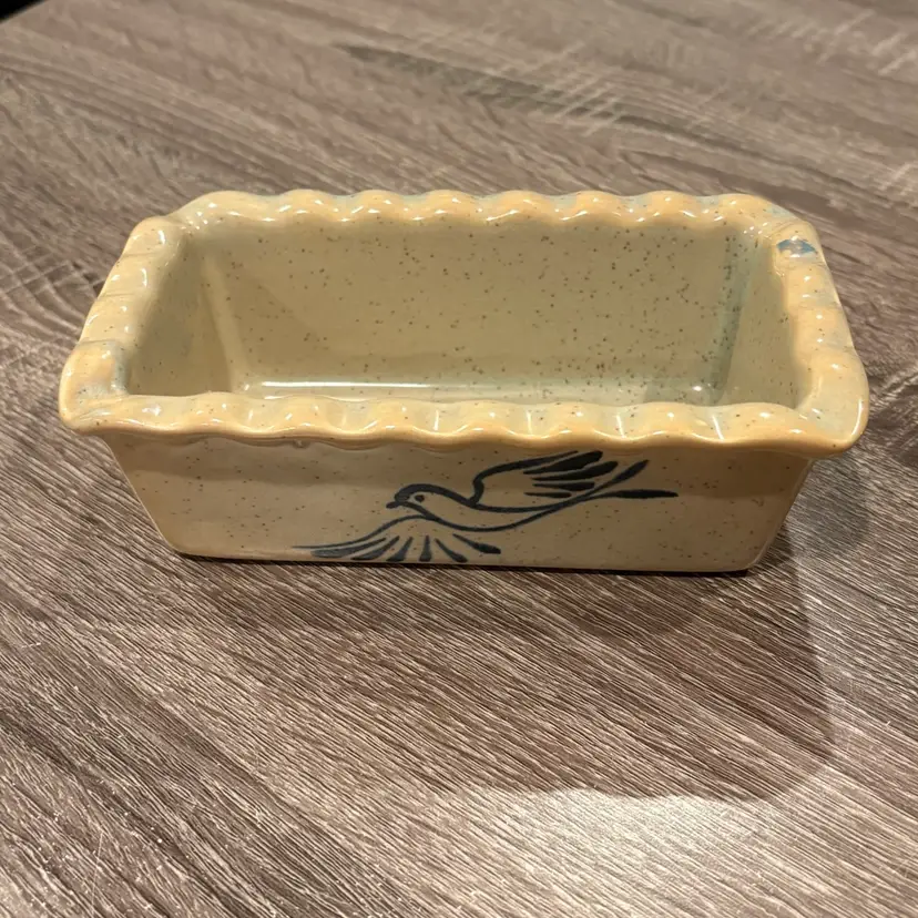 Emerson Creek Pottery Stoneware Mini Loaf Pan With Bird