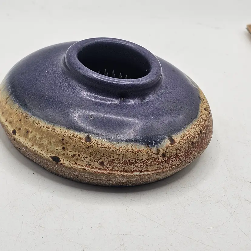 Studio Art Pottery flower frog small Signed