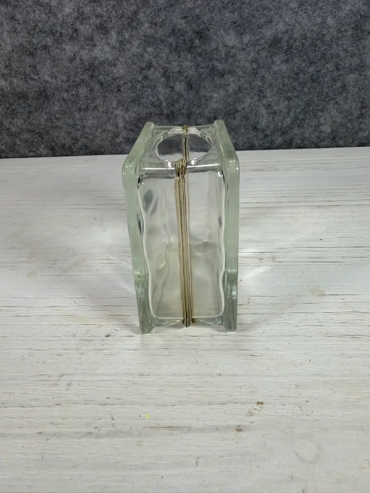 #02 - Vintage Glass Block Vase | Mid Century Modern Clear Glass Bud Vase