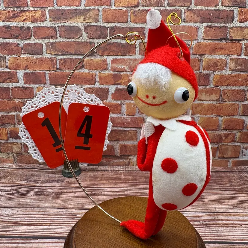 Vintage Valentine's Day Anthropomorphic Red Pixie Ladybug Ornament