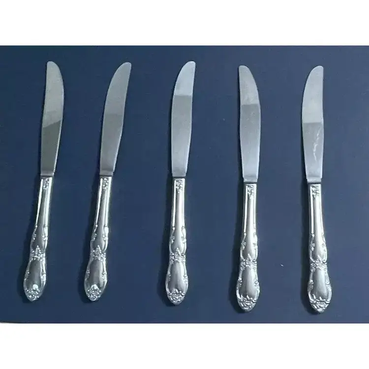 Oneida Wm Rogers Flatware 5 Dinner Knives Fenway Pattern Made in USA Stunning!