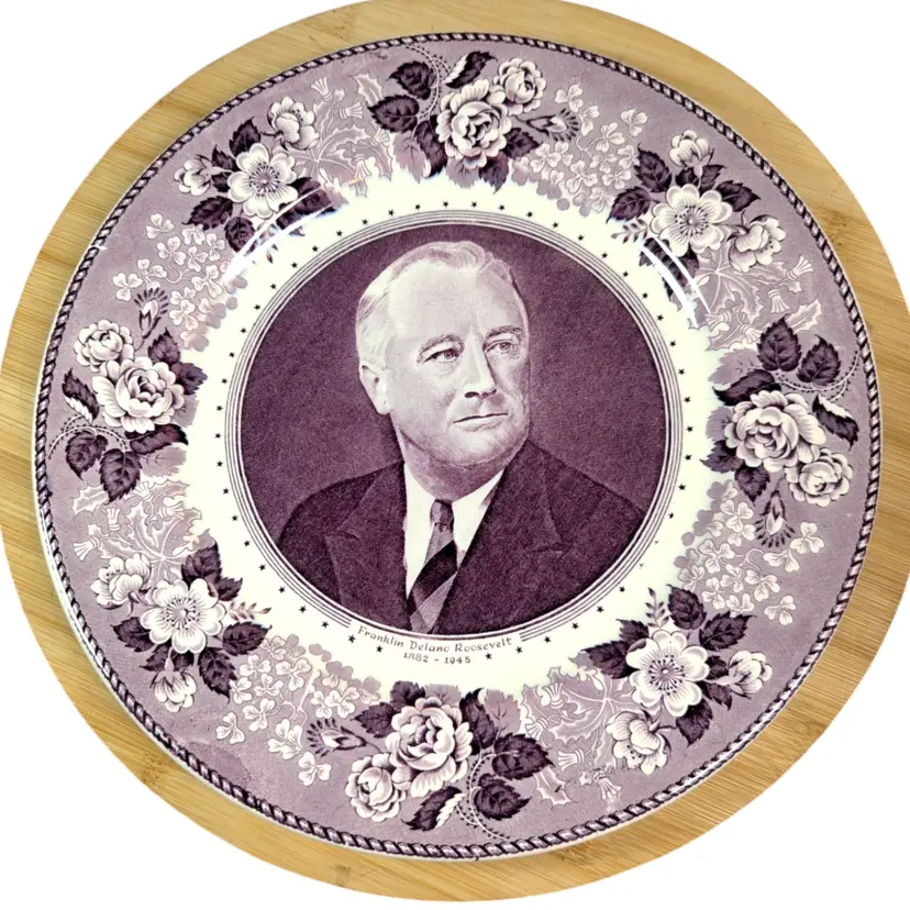 STAFFORDSHIRE Franklin Delano Roosevelt FDR 10" Memorial Plate Purple