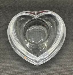 Orrefors clear crystal "Amour" heart shaped votive candle holder paperweight