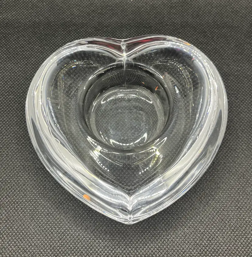 Orrefors clear crystal "Amour" heart shaped votive candle holder paperweight