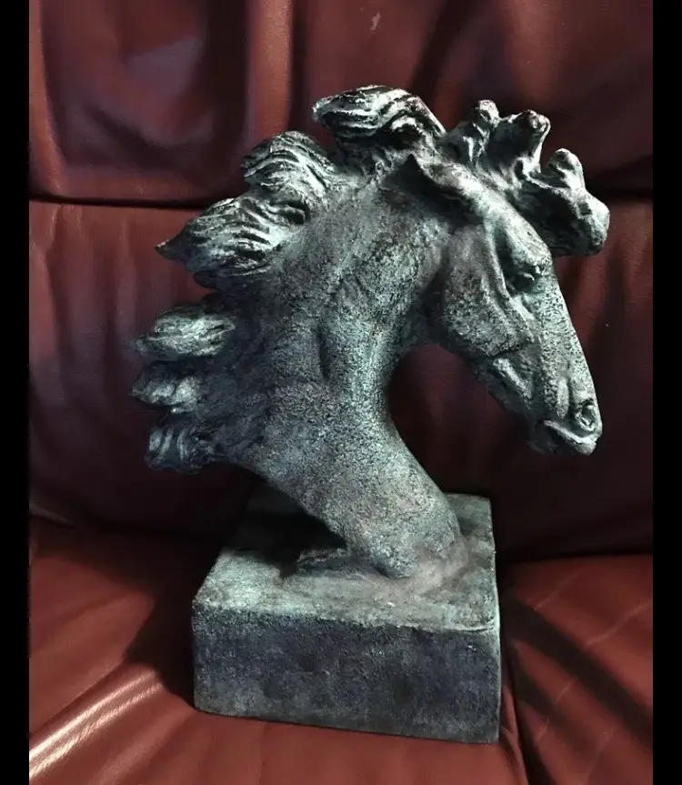 VINTAGE Horse Head Bust Statue Solid Aluminum 7 LBS.