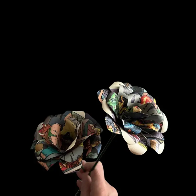 Handmade Comic Book Page Rose Bouquet