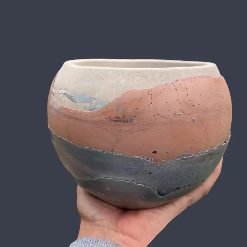 5” Layered Earth Concrete Globe Planter