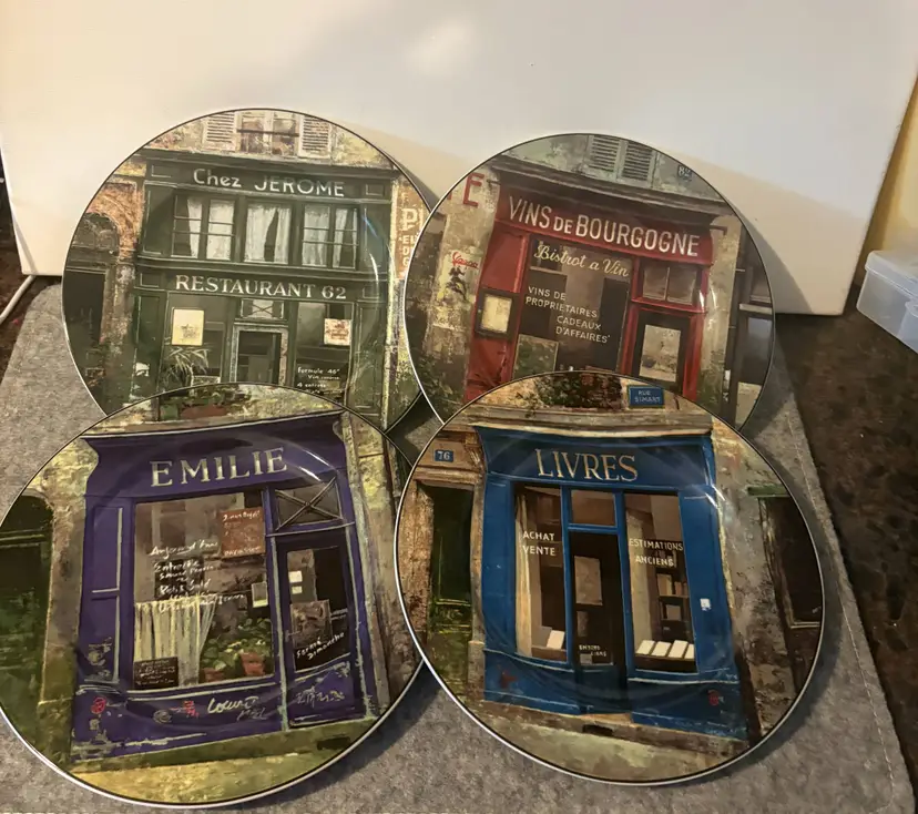 Set of 4 Sakura Paris Store Front Salad Dishes  # 2878