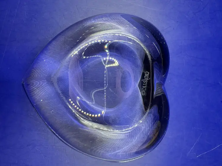 Orrefors Crystal Heart Shaped Paperweight