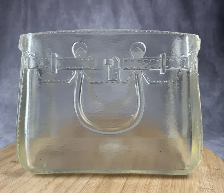Nothing Personal Birkin Purse Bag Flower Vase Clear/Frosted Resin - NEW!