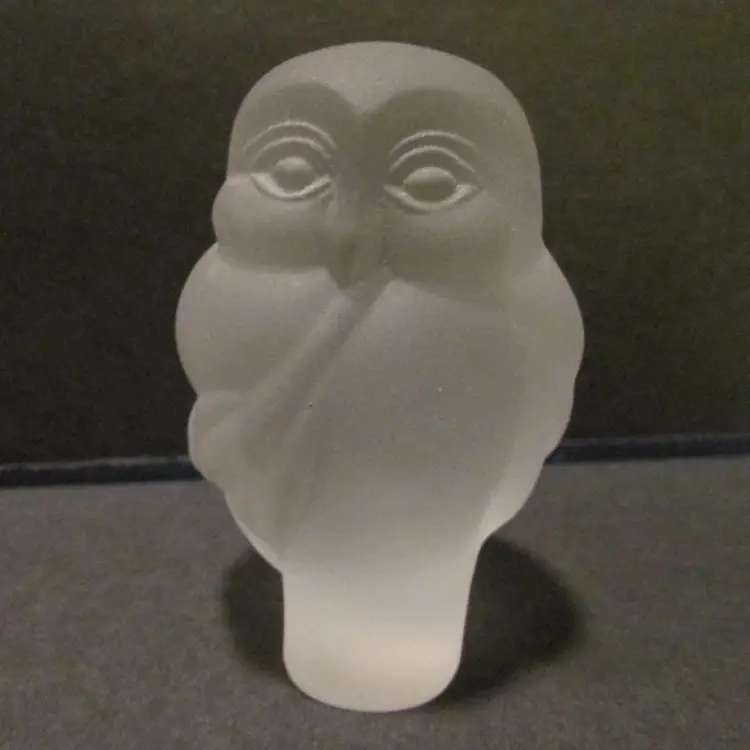 vintage Franklin Mint frosted glass owl figure 1988 figurine nature woodland decor