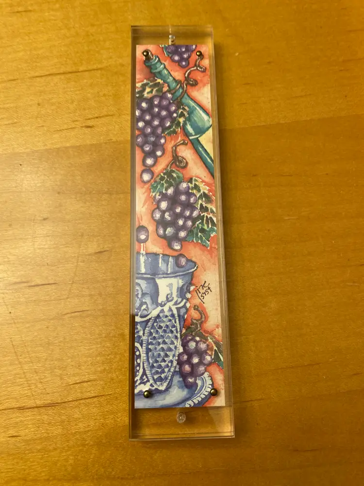 VINTAGE WATERCOLOR MEZUZAH by artist Sharon Raskin Goodman