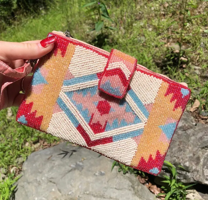 Vintage Bamboo Trading Company Micro-Beaded Cross Body Purse / Wristlet