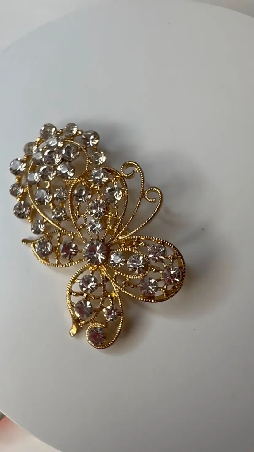 Vintage Costume Butterfly Brooch 2.3” Long Almost 2” Tall