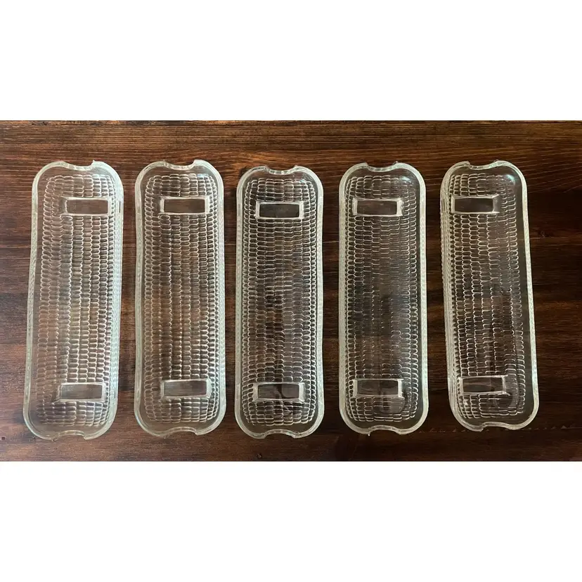 Vintage Clear Pressed Glass Corn On The Cob Dishes