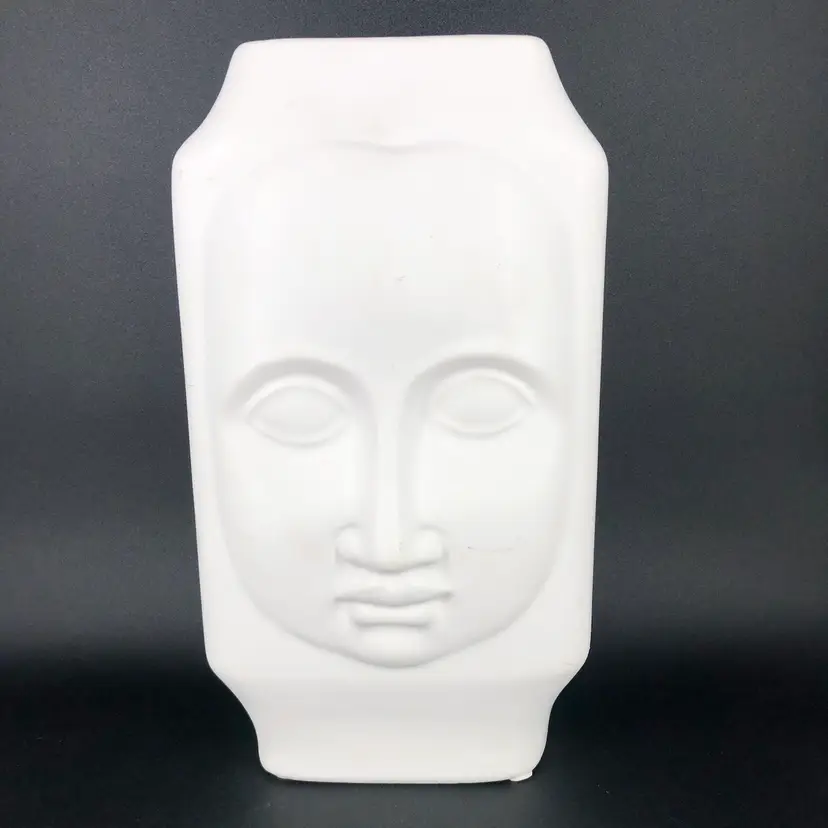 Modern Abstract White Ceramic Woman Face Vase