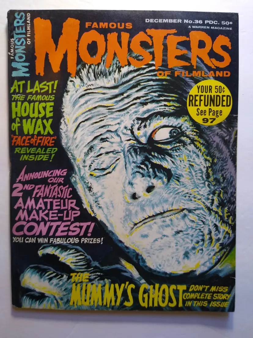 Famous Monsters of Filmland Magazine Dec 1965 #36 House of Wax Mummy Warren
