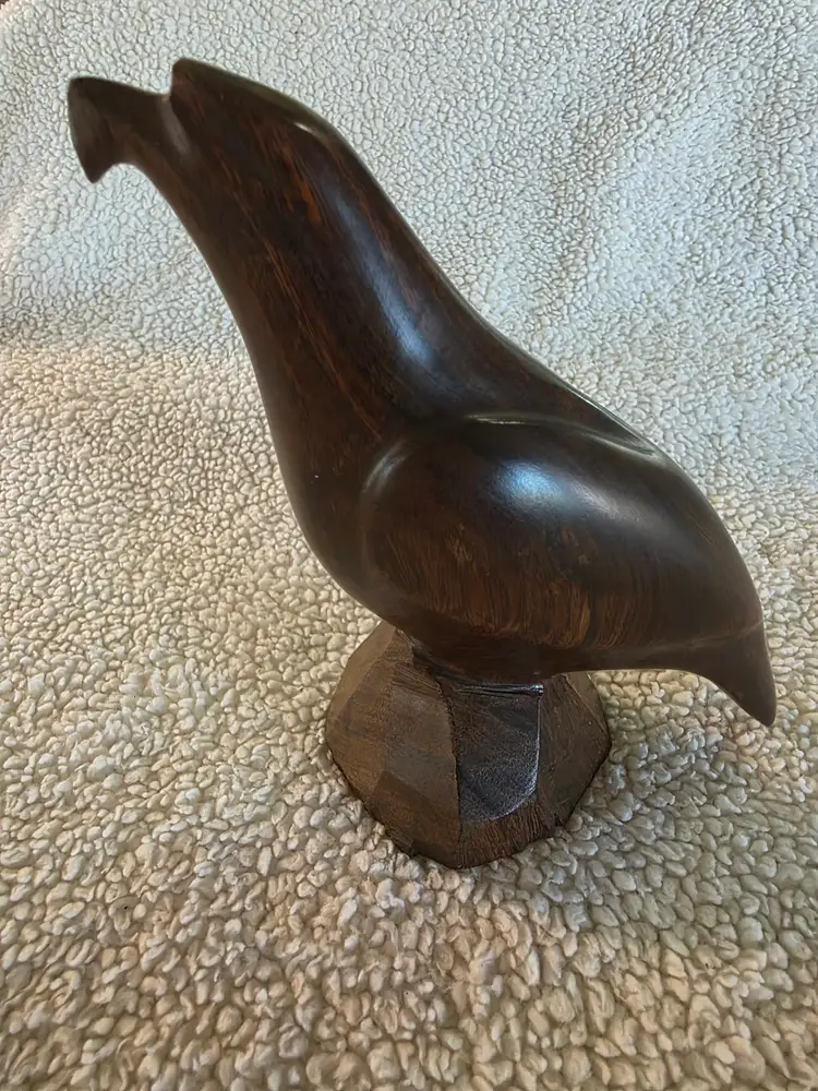 Handcrafted MCM Wooden Eagle Figurine Sculpture