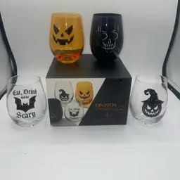 Oneida Barware, Vintro Halloween Stemless Wine Glasses set of 4