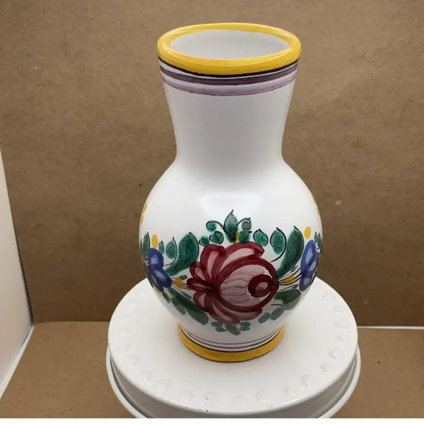 POW3 Pottery Vase with Flowers 5” Italy?