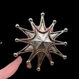 #08 Brushed Gold Double Starburst Brooch 2.25”