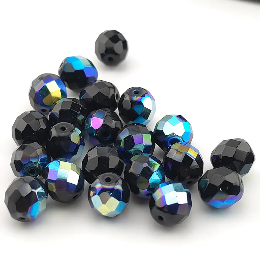 24pcs 10MM Czech Glass Beads, black AB #BC106