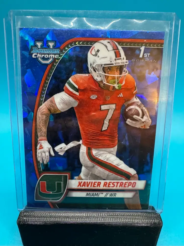 Xavier Restrepo 1st Bowman Chrome U Sapphire Tennessee Titans