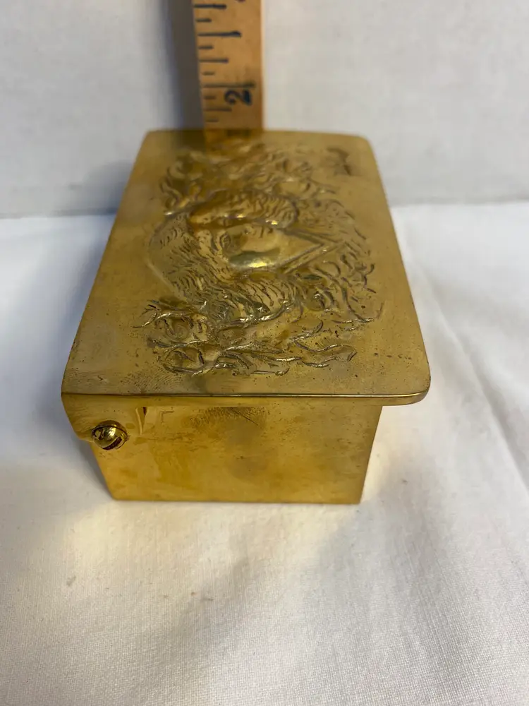 Vintage Signed Hibel brass trinket box