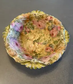 Antique Royal Bayreuth Rose Tapestry Porcelain Bowl 11”