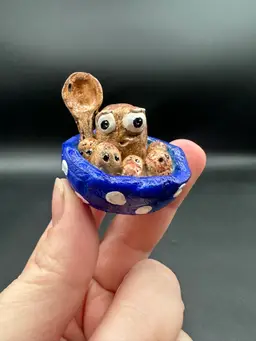 “oh My Po-TAY-toes” Handcrafted Miniature Clay Weirdo Figurine, Signed By Amanda Montague OOAK Made By Me