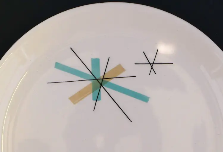 Vintage Mid-Century Atomic Starburst Round Dessert Plates, Pair