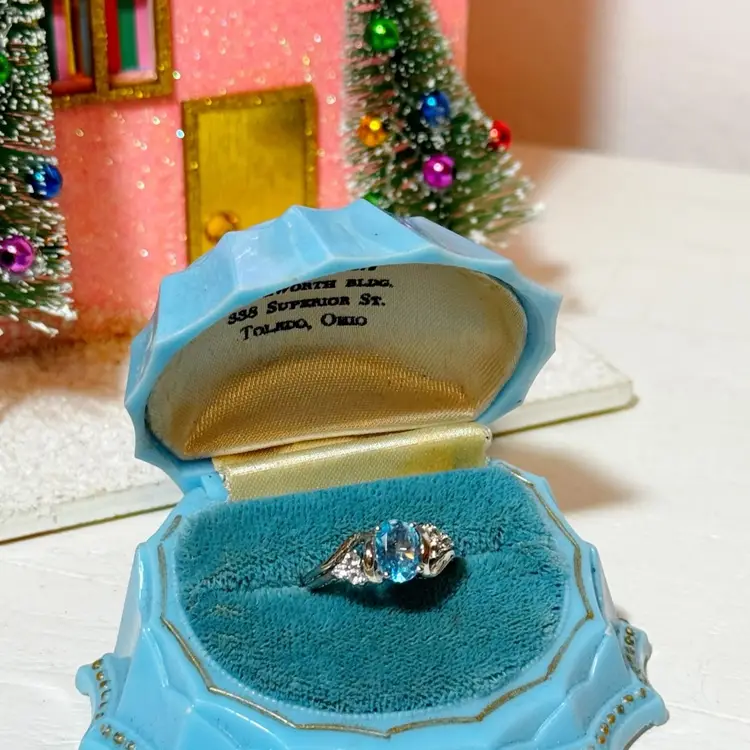 Sterling Silver Blue Topaz And White Topaz Size 7