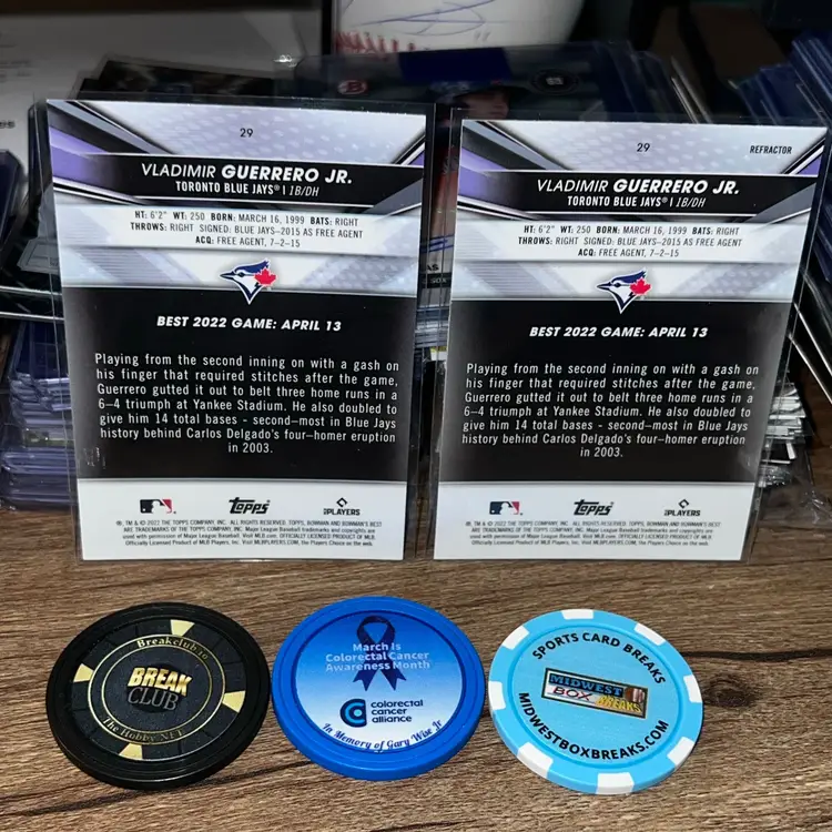 Vladimir Guerrero Jr. 2022 Bowman’s Best Base & Refractor Lot Toronto Blue Jays