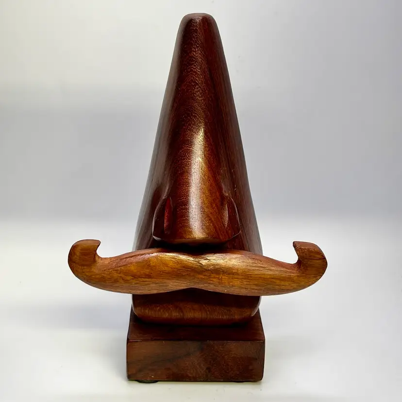 MCM Style Wood Glasses Holder With Moustache 6.5”