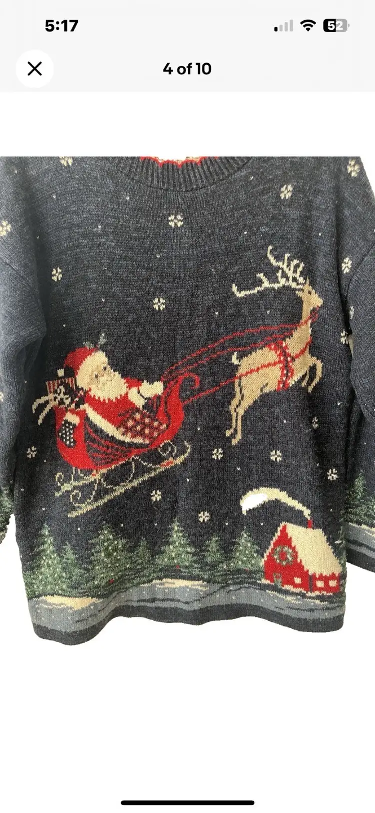 Vtg Nutcracker size S Grandmacore Ugly Christmas Sweater Santa Sleigh 39" Chest