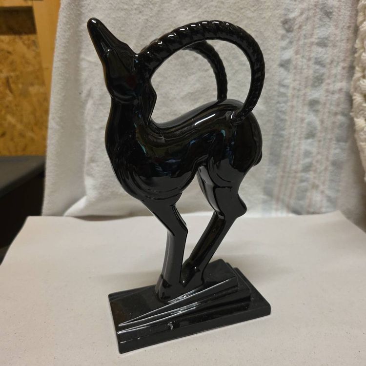 Vintage Fitz And Floyd Black Antelope Bookend Statue