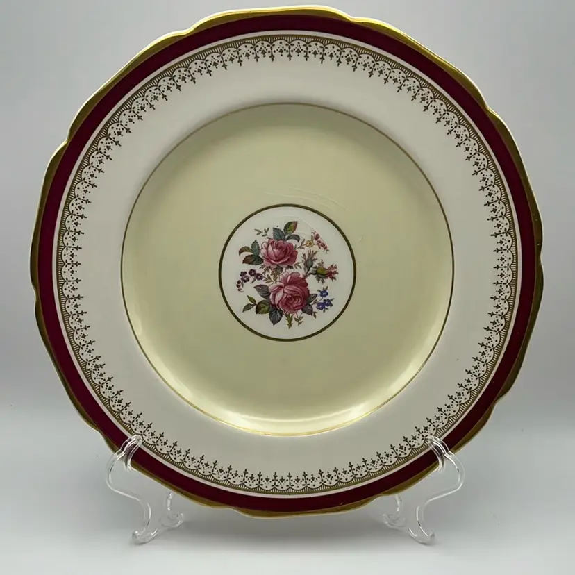 Johnson Brothers Of England Pareek Floral Porcelain Dinner Plates With Gold Trim, Set Of 6
