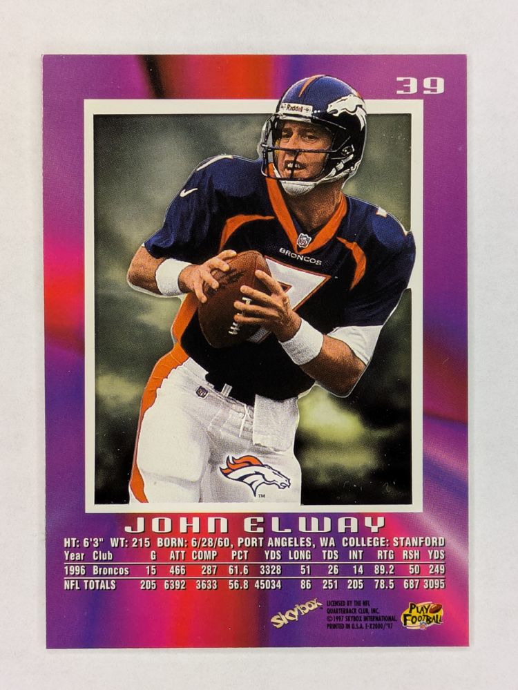 John Elway 1997 SkyBox E-X2000 #39 HOF Denver Broncos