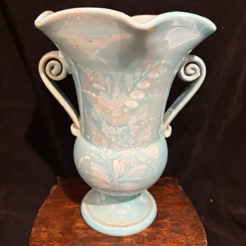 Vintage Italian pottery hand painted signed vase SEE PICS paint chips edge
