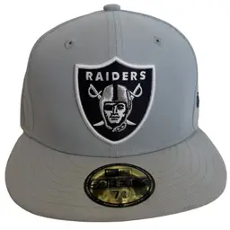 Las Vegas Raiders NFL Gray Flat Brim Patch Logo Fitted Hat  7 3/8 by New Era