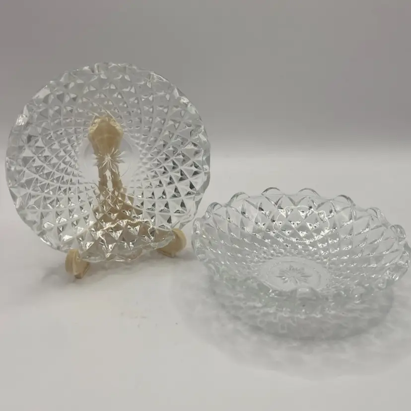 Italian Diamond Cut Trinket Dish, 3 3/4” Diameter