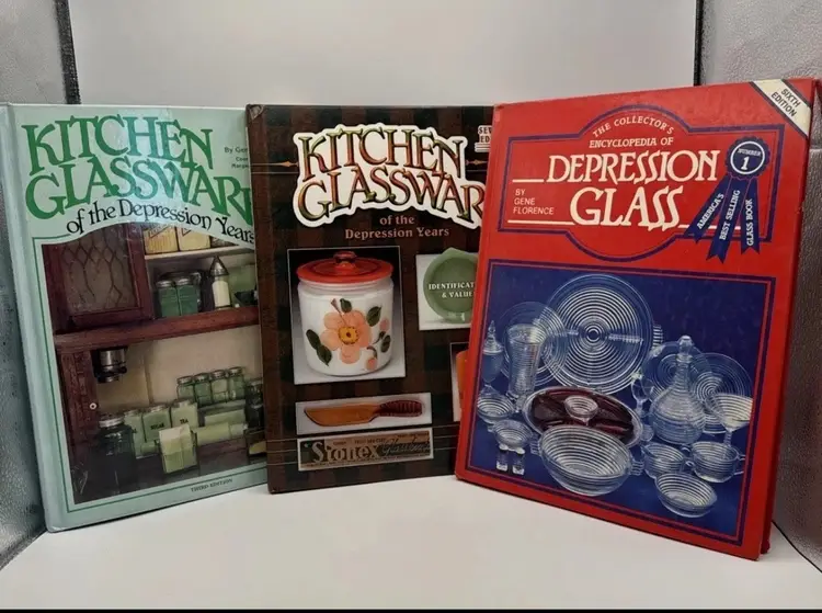 Kitchen Glassware Of The Depression Years & The Collector’s Encyclopedia Of Depression Glass By Gene Florence Book Bundle