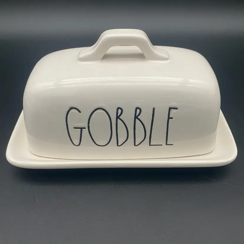 Gobble White Ceramic Butter Dish - Rae Dunn Artisan Collection by Magenta