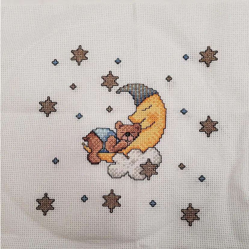 New Finished Cross-stitch Piece "Goodnight Moon Wall hanging"