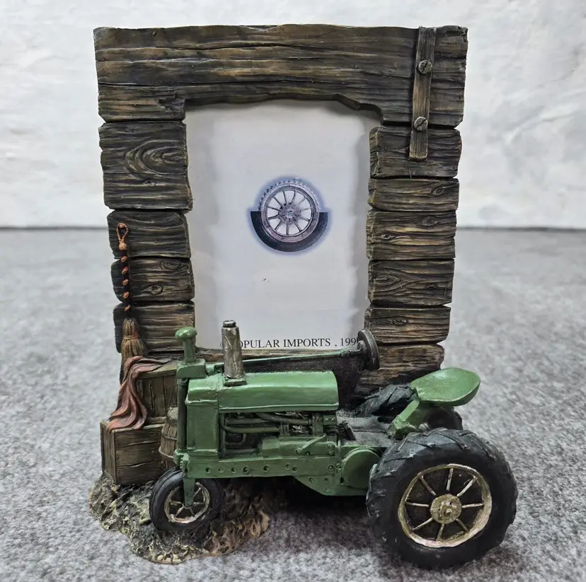 Vtg 90’s Farm Tractor Picture Frame Hand Painted Popular Imports Farm Decor