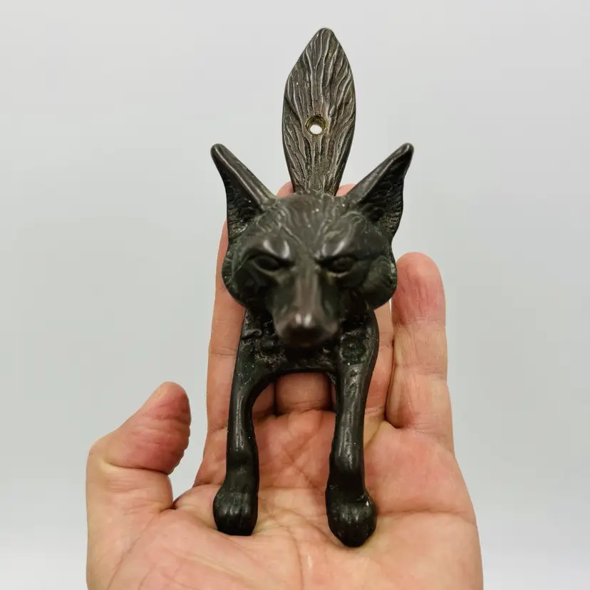 Vintage Metal Fox Head Door Knocker Retro  6.5”